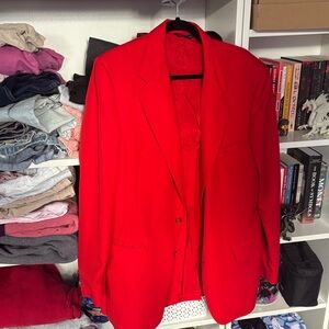 Angelica Women's Vibrant Red Blazer vintage unisex oversized 12